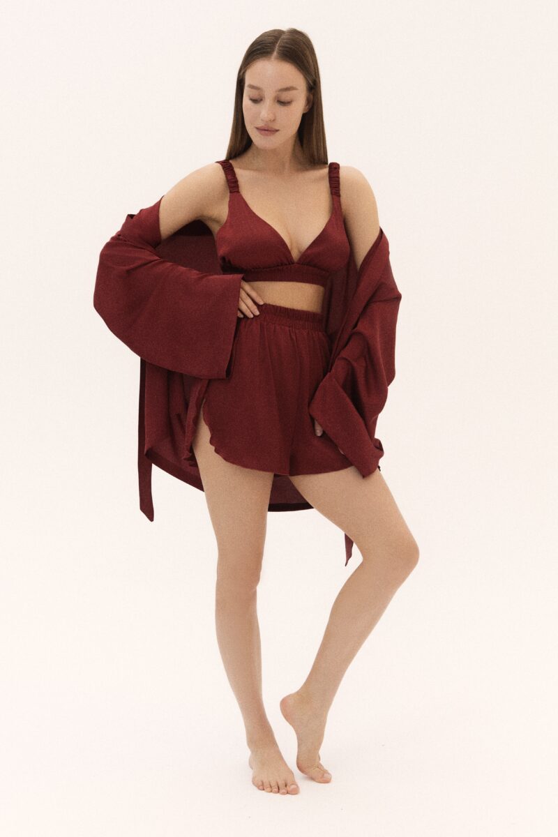 Изображение товара: Trio set «Premium silk by Mimi»: костюм для дома в цвете бордо